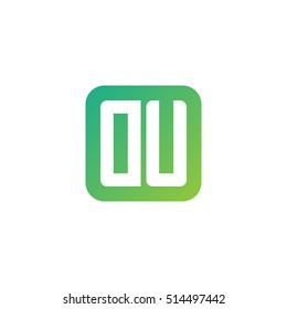 Initial letters DU rounded square shape green simple logo