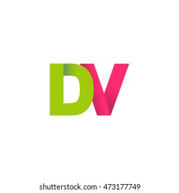 Initial letters DV overlapping fold logo green magenta