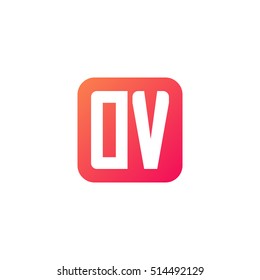 Initial letters DV rounded square shape red orange simple logo