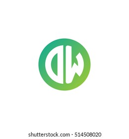 Initial letters DW circle shape green simple logo