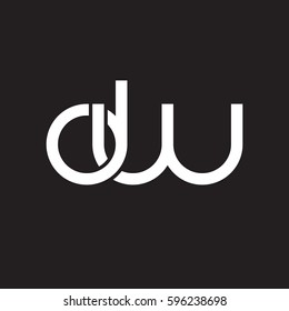 Initial letters dw, round linked chain shape lowercase logo modern design white black background