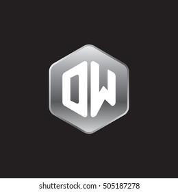 Initial letters DW rounded hexagon shape silver modern logo