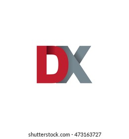 Initial letters DX overlapping fold logo red gray
