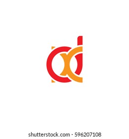 Initial letters dx, round linked chain shape lowercase logo modern design red orange