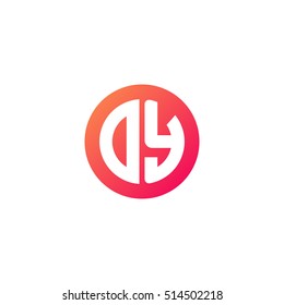 Initial letters DY circle shape red orange simple logo