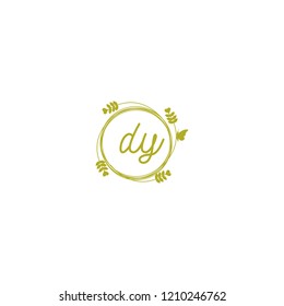 initial letters dy lowercase beauty spa logo design, with flower, love and butterfly illustration