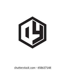 Initial letters DY, OY, negative space hexagon shape monogram logo