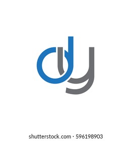Initial letters dy, round linked chain shape lowercase logo modern design blue gray