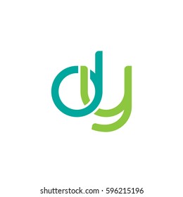 Initial letters dy, round linked chain shape lowercase logo modern design modern green