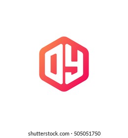 Initial letters DY rounded hexagon shape red orange simple modern logo