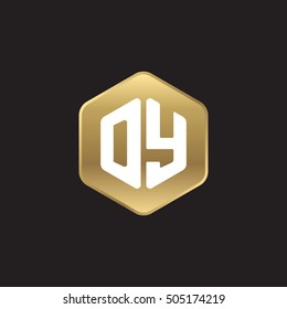 Initial letters DY rounded hexagon shape gold modern logo