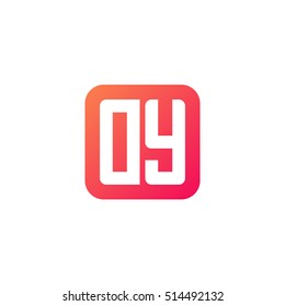 Initial letters DY rounded square shape red orange simple logo