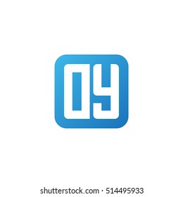 Initial letters DY rounded square shape blue simple logo