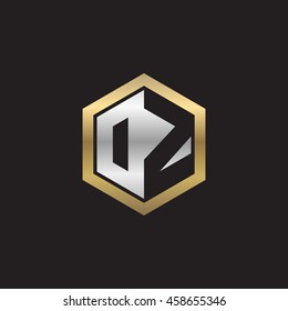 Initial letters DZ, OZ, negative space hexagon shape logo silver gold