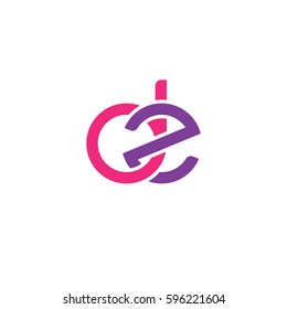 Initial letters dz, round linked chain shape lowercase logo modern design pink purple
