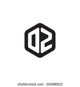 Initial letters DZ rounded hexagon shape monogram black simple modern logo