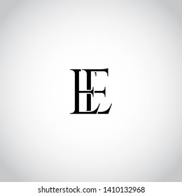 Initial letters E EE linked monogram logo vector. Business logo monogram with two overlap letters inside circle isolated on white background.