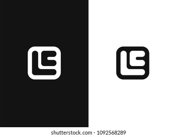 Initial letters E, L and C in square rounded shape. Logo icon design template elements. Black white version.