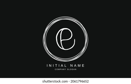 Initial letters E logo template design in rounded shape. Logo icon design template elements. Monogram. Linear logo. Simple vector sign illustration in a modern style.