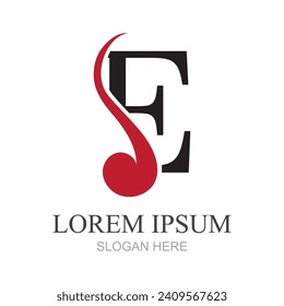 Initial letters E logo template design in rounded shape. Logo icon design template elements. Monogram. Linear logo. Simple vector sign illustration in a modern style.