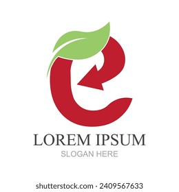 Initial letters E logo template design in rounded shape. Logo icon design template elements. Monogram. Linear logo. Simple vector sign illustration in a modern style.