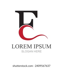 Initial letters E logo template design in rounded shape. Logo icon design template elements. Monogram. Linear logo. Simple vector sign illustration in a modern style.