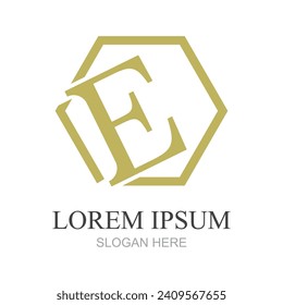 Initial letters E logo template design in rounded shape. Logo icon design template elements. Monogram. Linear logo. Simple vector sign illustration in a modern style.
