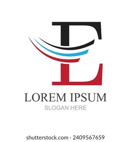Initial letters E logo template design in rounded shape. Logo icon design template elements. Monogram. Linear logo. Simple vector sign illustration in a modern style.