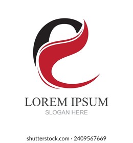 Initial letters E logo template design in rounded shape. Logo icon design template elements. Monogram. Linear logo. Simple vector sign illustration in a modern style.