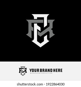 Initial letters E, R, ER or RE overlapping, interlock, monogram logo, white and gray color on black background