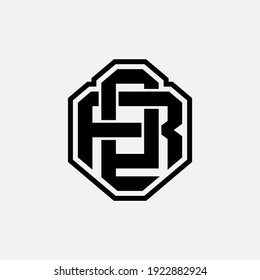Initial letters E, R, ER or RE overlapping, interlock, monogram logo, black color on white background