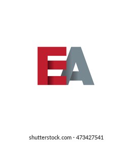 Initial letters EA overlapping fold logo red gray