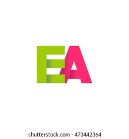 Initial letters EA overlapping fold logo green magenta