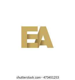 Initial letters EA overlapping fold logo brown gold