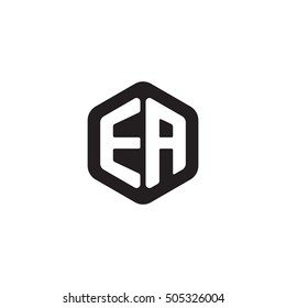 Initial letters EA rounded hexagon shape monogram black simple modern logo