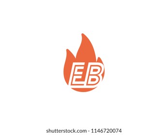 Initial letters EB in fire. Logo vector