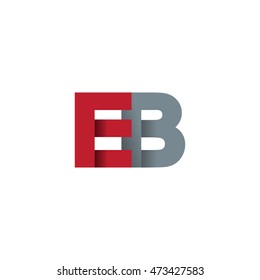 Initial letters EB overlapping fold logo red gray