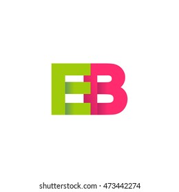 Initial letters EB overlapping fold logo green magenta