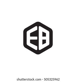 Initial letters EB rounded hexagon shape monogram black simple modern logo