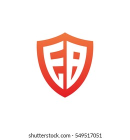Initial letters EB shield shape red simple logo