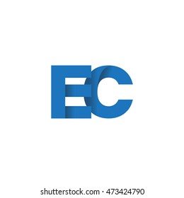 Initial letters EC overlapping fold logo blue