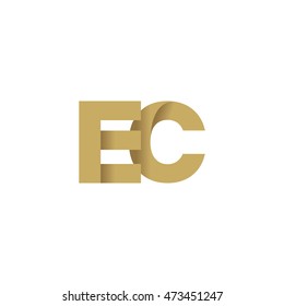 Initial letters EC overlapping fold logo brown gold