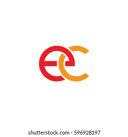 Initial letters ec, round linked chain shape lowercase logo modern design red orange