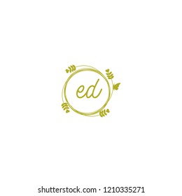 initial letters ed beauty spa logo design, with flower, love and butterfly illustration