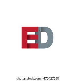 Initial letters ED overlapping fold logo red gray