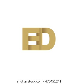 Initial letters ED overlapping fold logo brown gold