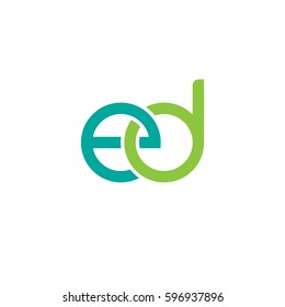 Initial letters ed, round linked chain shape lowercase logo modern design modern green