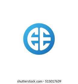 Initial letters EE circle shape blue simple logo