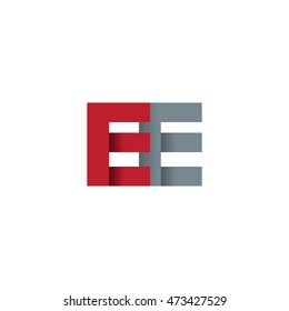 Initial letters EE overlapping fold logo red gray