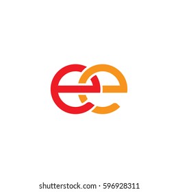 Initial letters ee, round linked chain shape lowercase logo modern design red orange